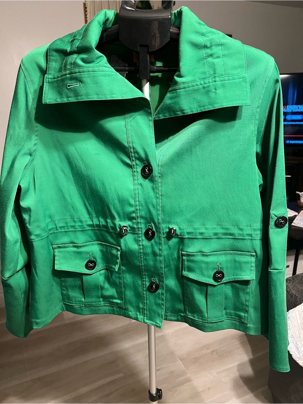 Ruby Rd. Bright Green Utility Jacket with Front Pockets